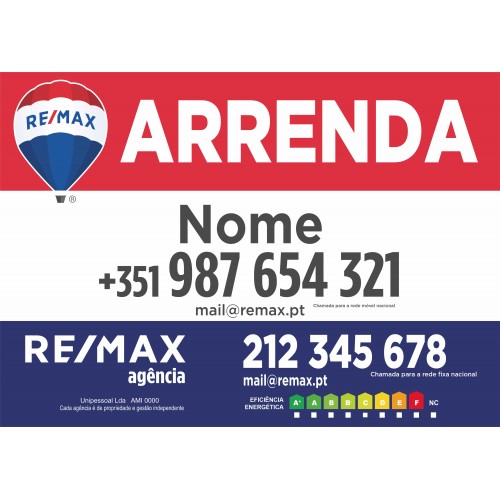 Placa ARRENDA Remax 1000x700