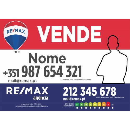 Placa VENDE Remax com Foto...