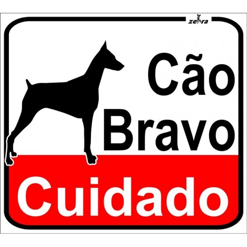 Placa Cão Bravo Alt.25cm...